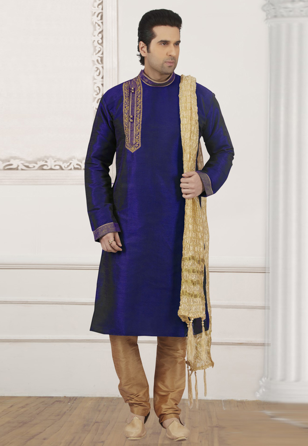 Blue Dupion Silk Kurta Pajama 309971