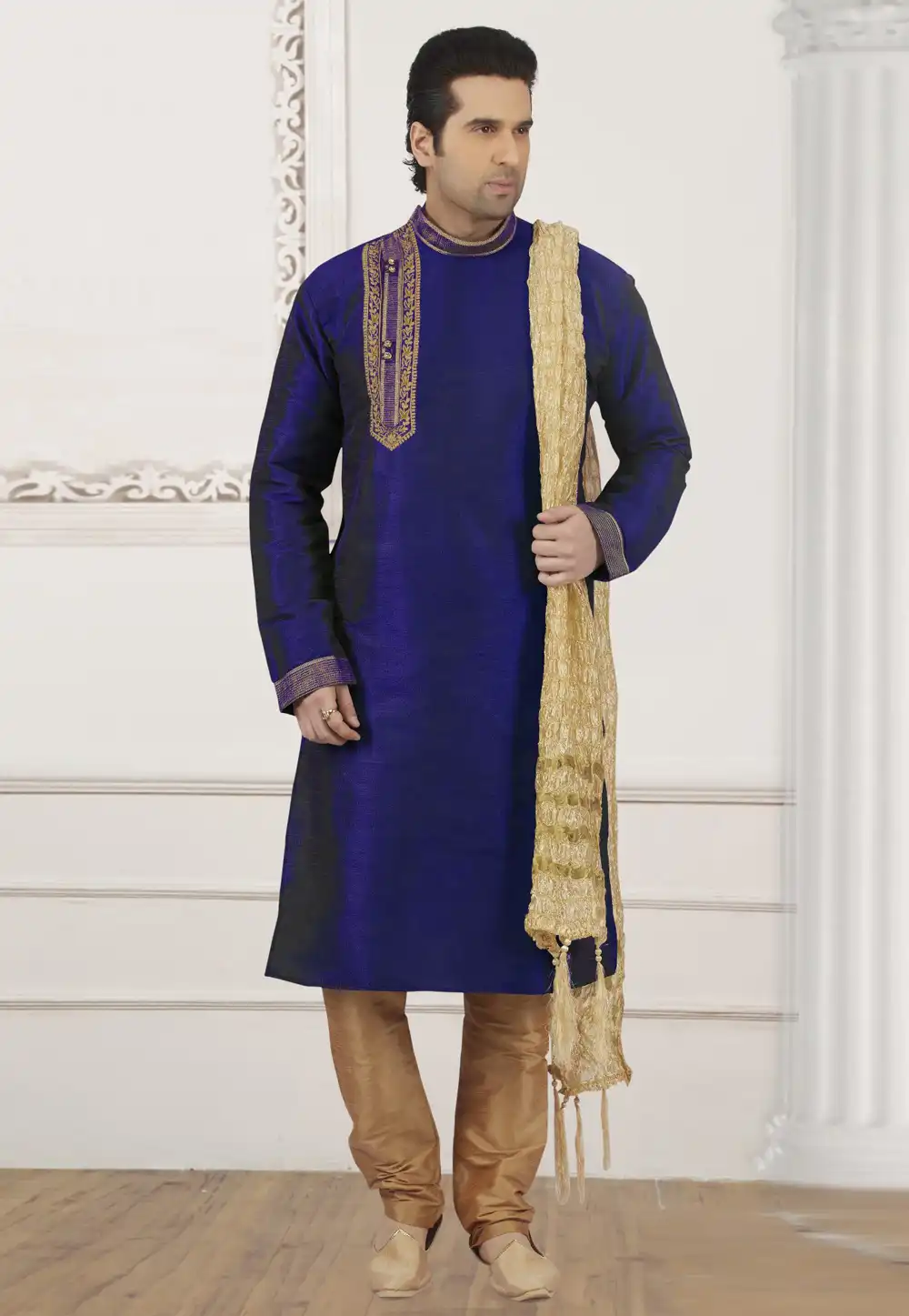Blue Dupion Silk Kurta Pajama 309971