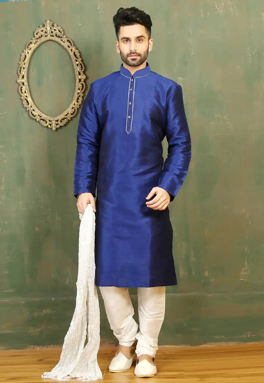 Blue Dupion Silk Kurta Pajama 310790