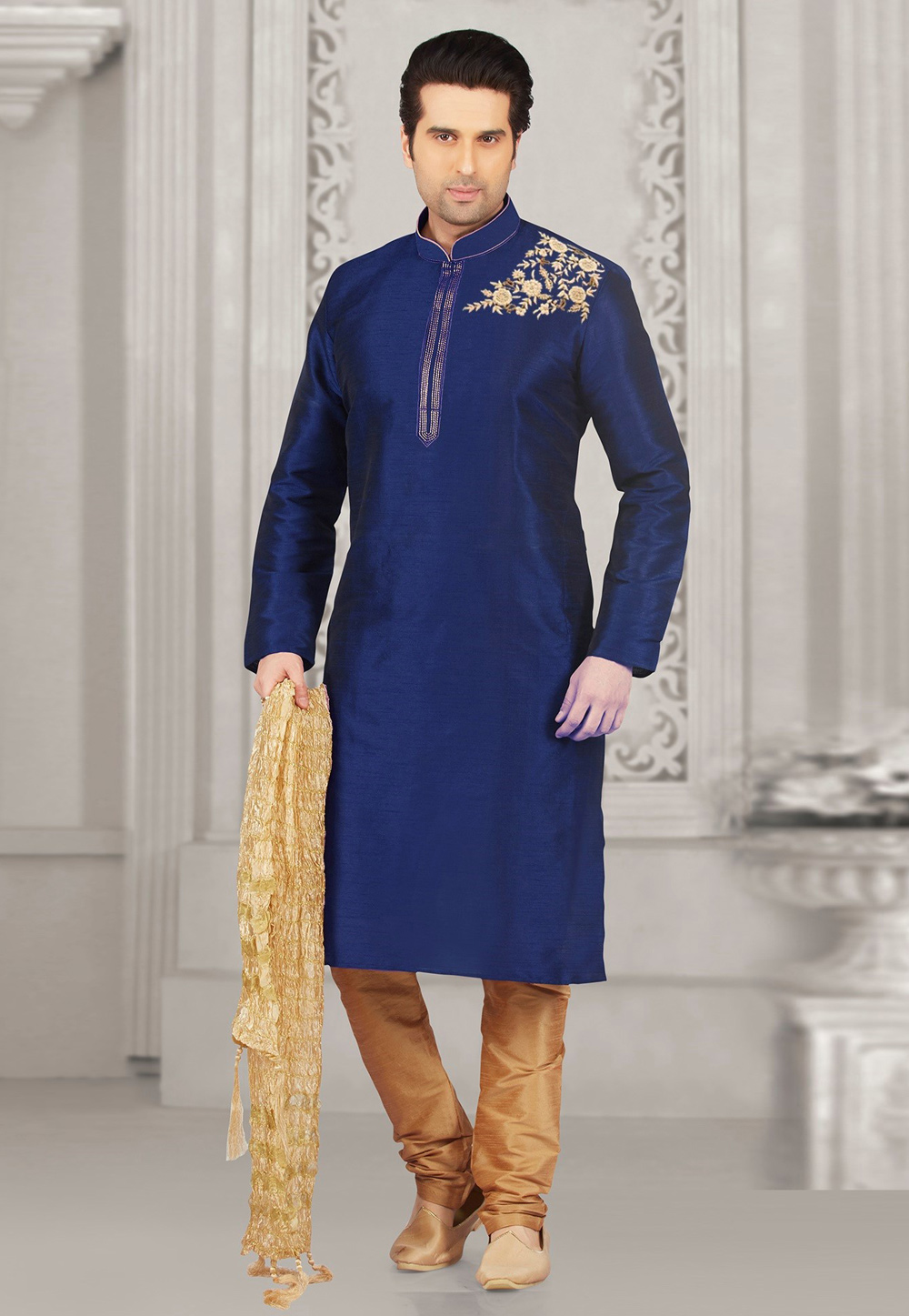 Blue Dupion Silk Kurta Pajama 311885