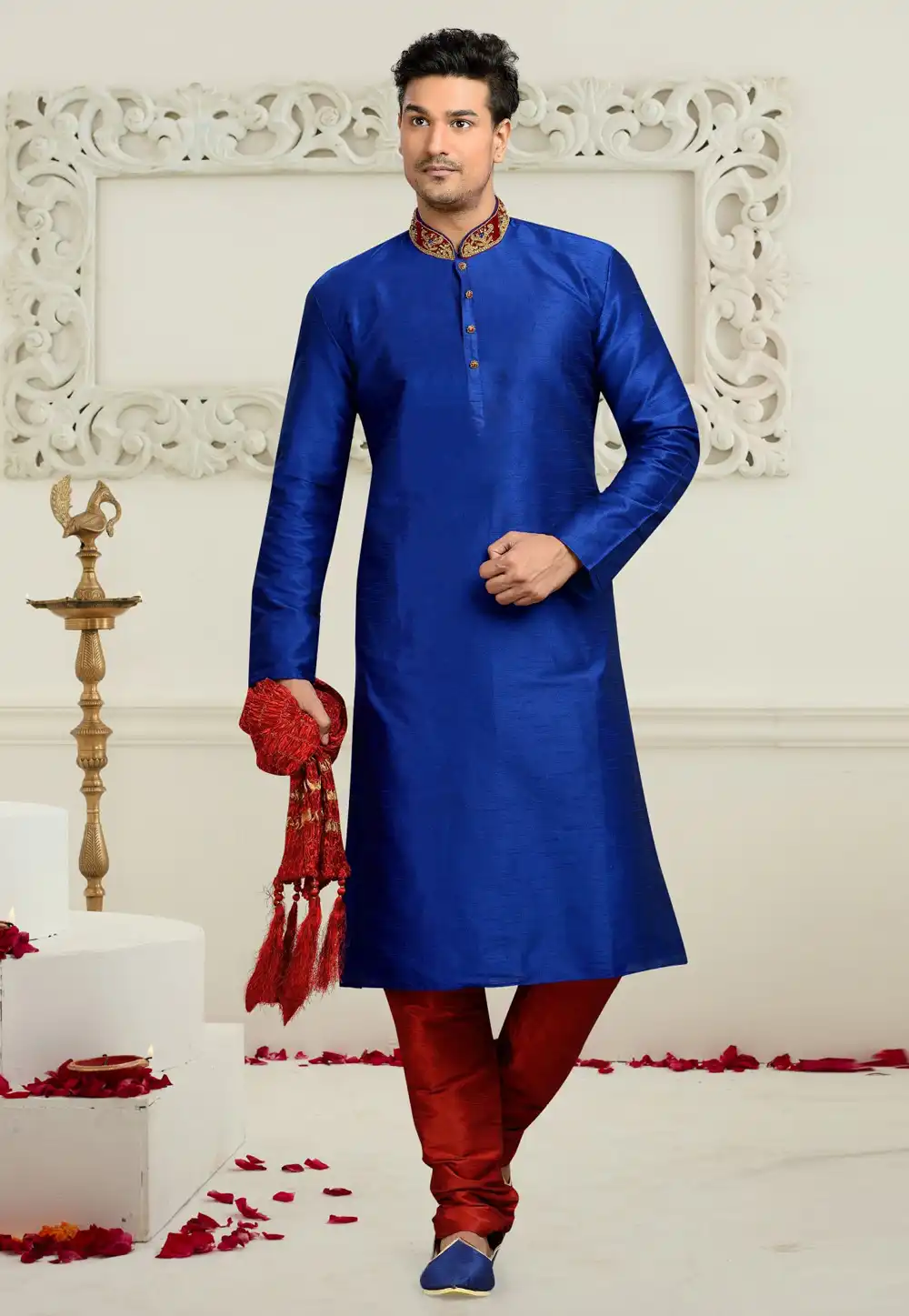 Blue Dupion Silk Kurta Pajama 316048