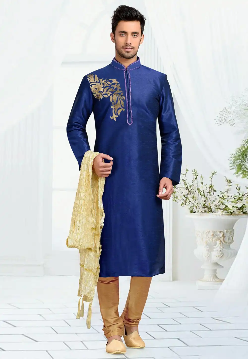 Blue Dupion Silk Kurta Pajama 316061