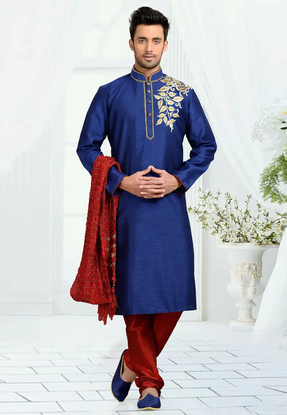 Blue Dupion Silk Kurta Pajama 316073