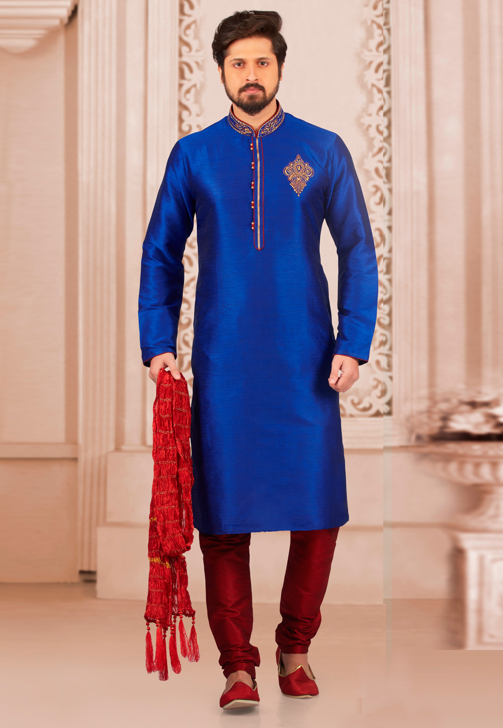 Blue Dupion Silk Kurta Pajama 279673