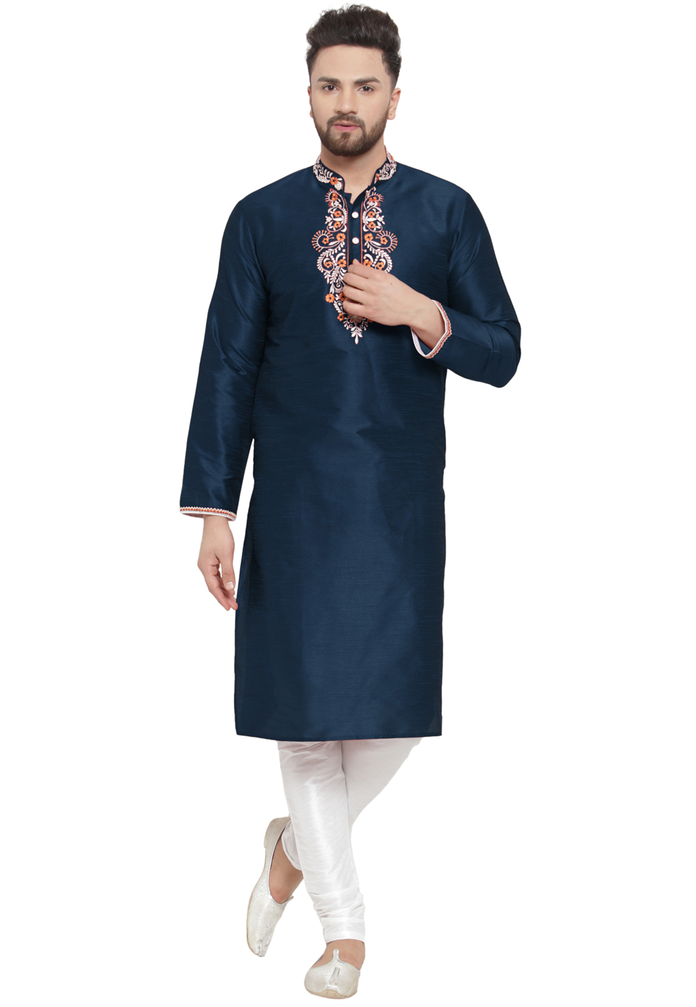 Blue Dupion Silk Kurta Pajama 284936
