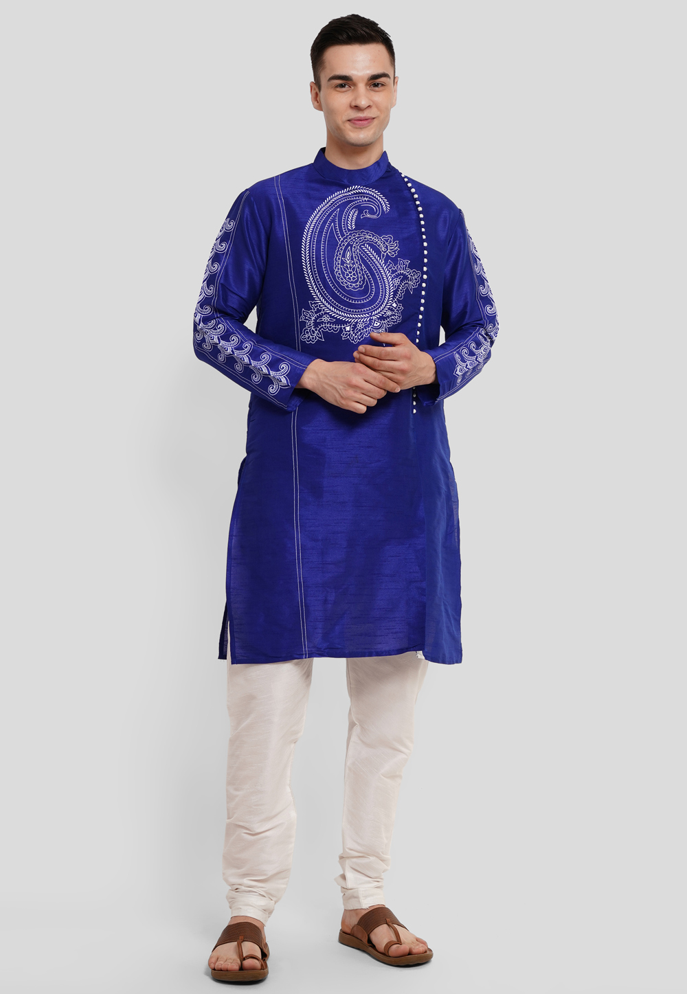Blue Dupion Silk Kurta Pajama 286427
