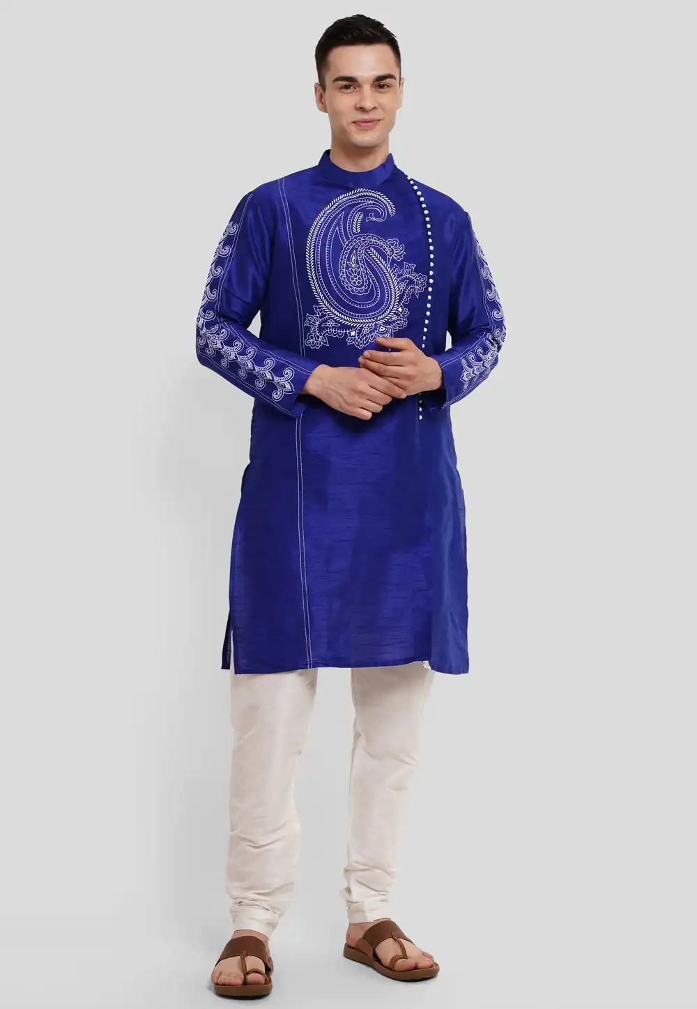 Blue Dupion Silk Kurta Pajama 286427