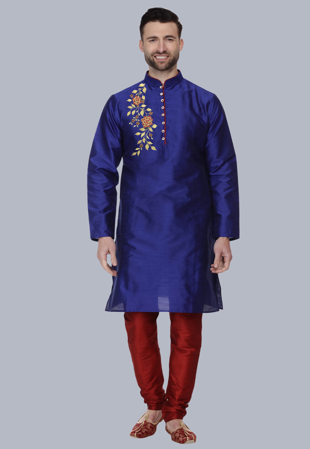 Blue Dupion Silk Kurta Pajama 279420