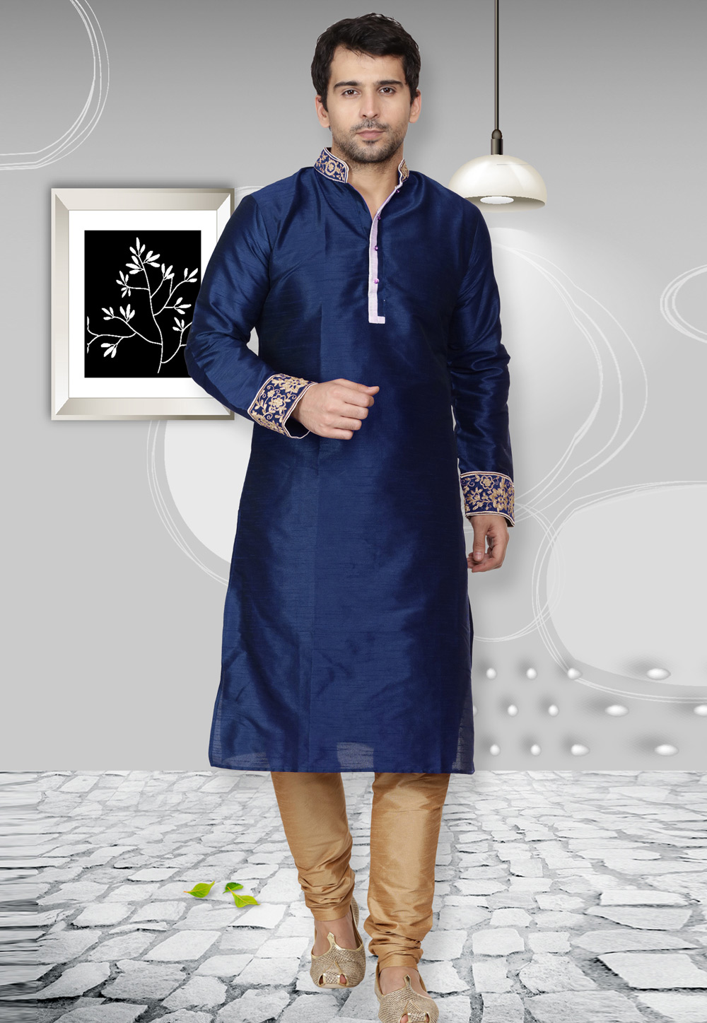 Blue Dupion Silk Kurta Pajama 279442
