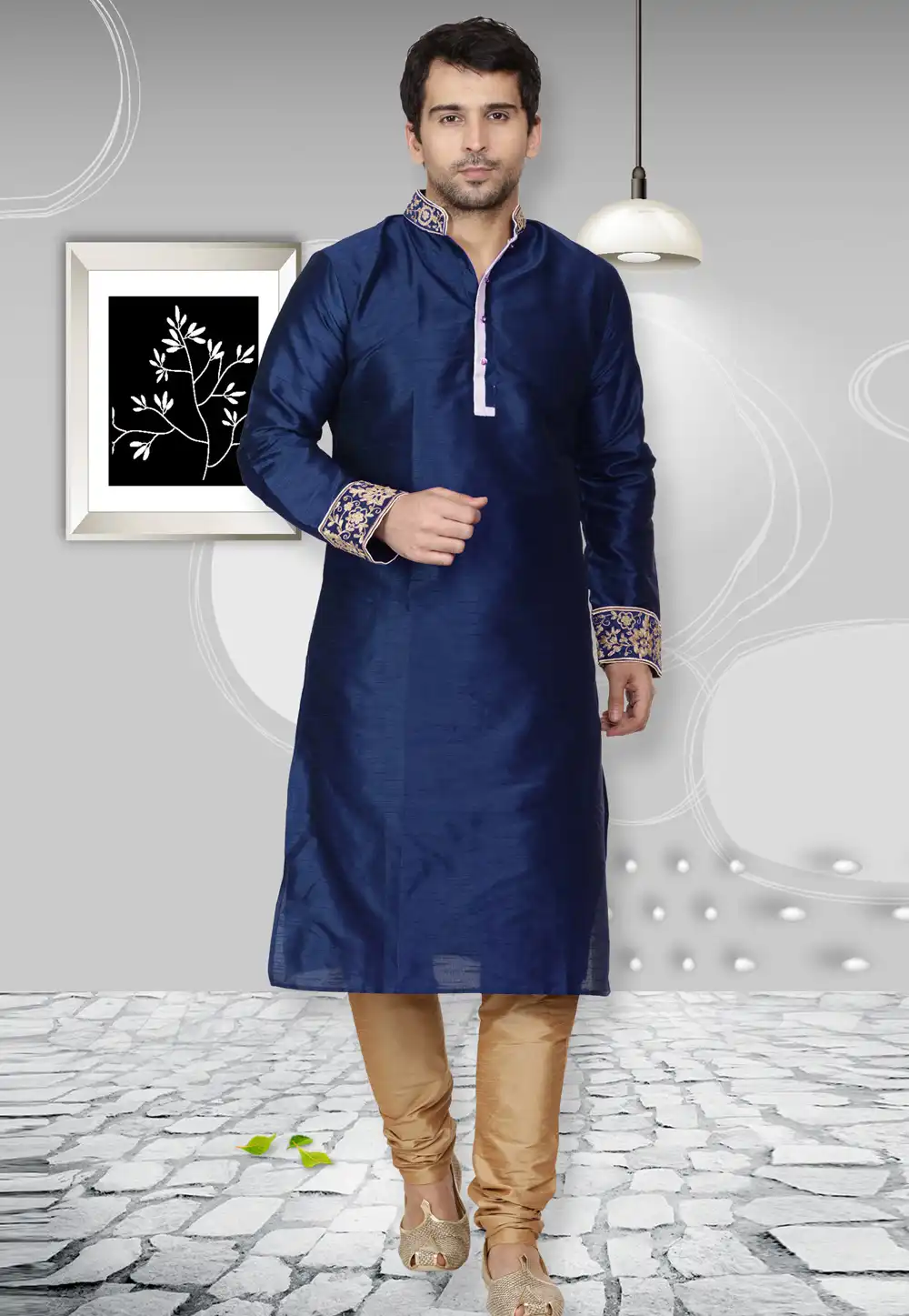 Blue Dupion Silk Kurta Pajama 279442