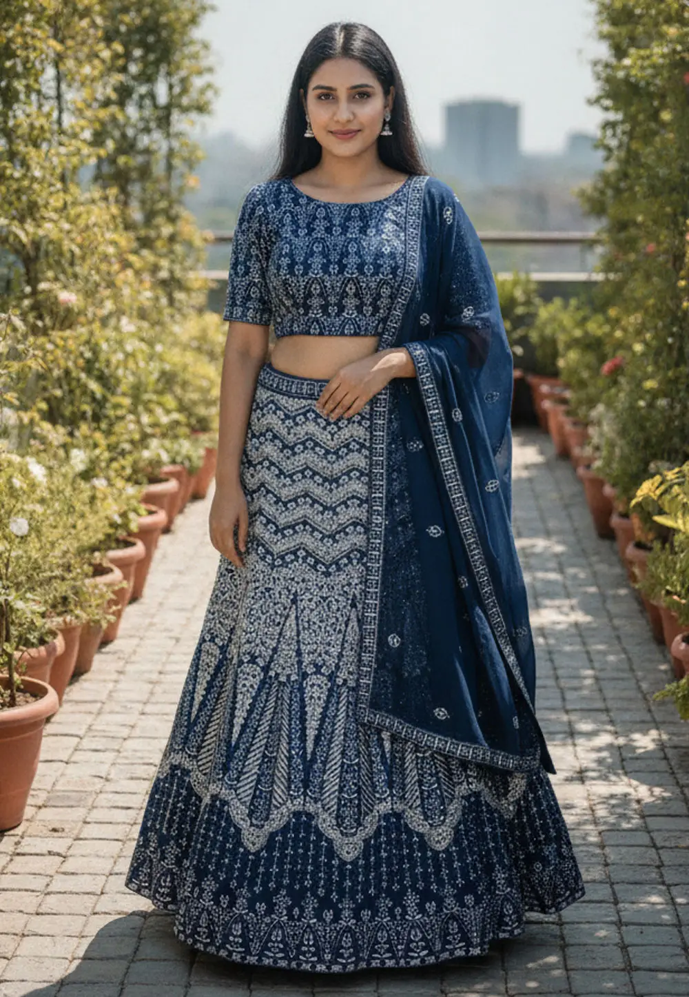 Blue Faux Georgette Lehenga Choli 332455