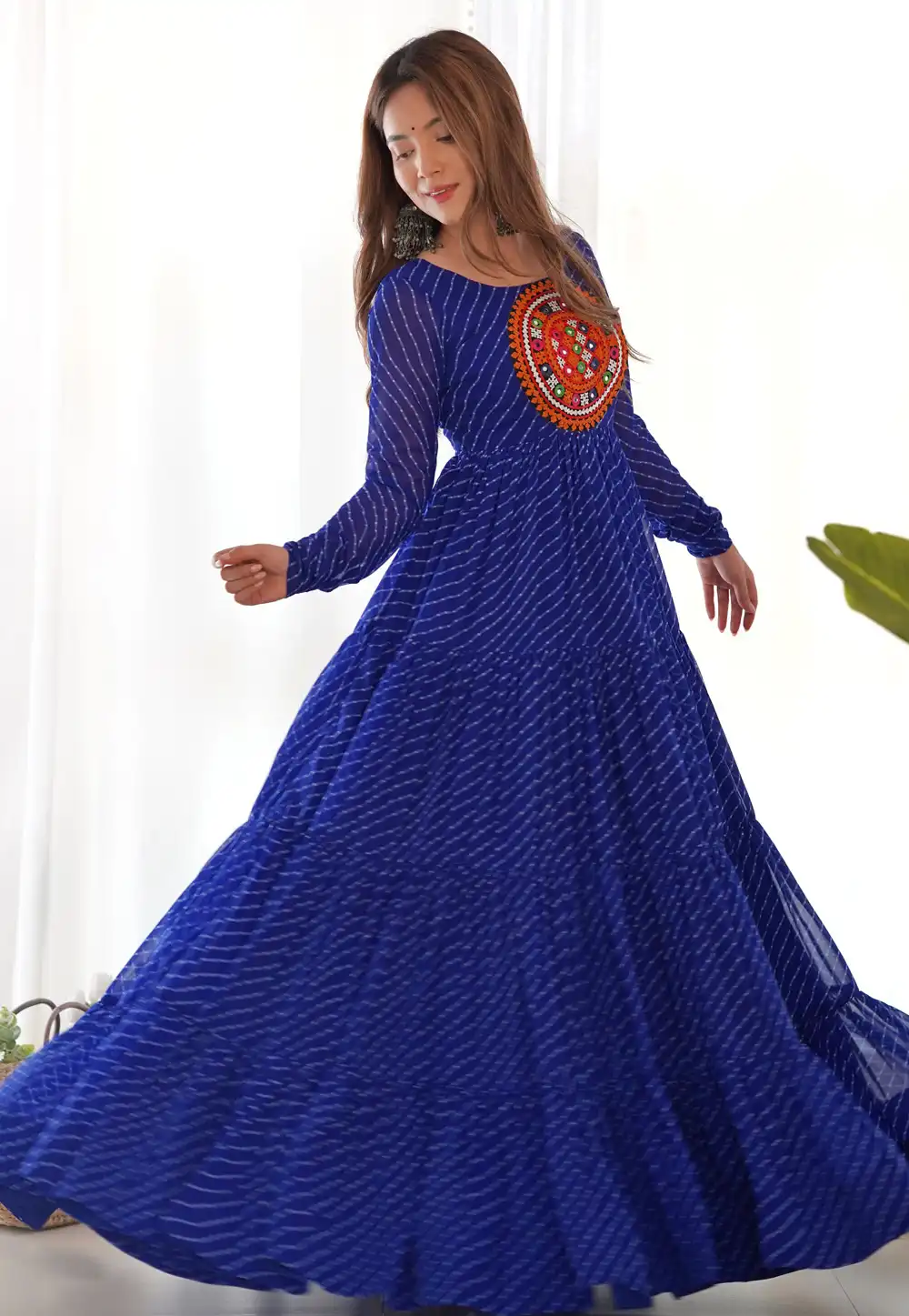 Blue Faux Georgette Navratri Wear Gown 317505