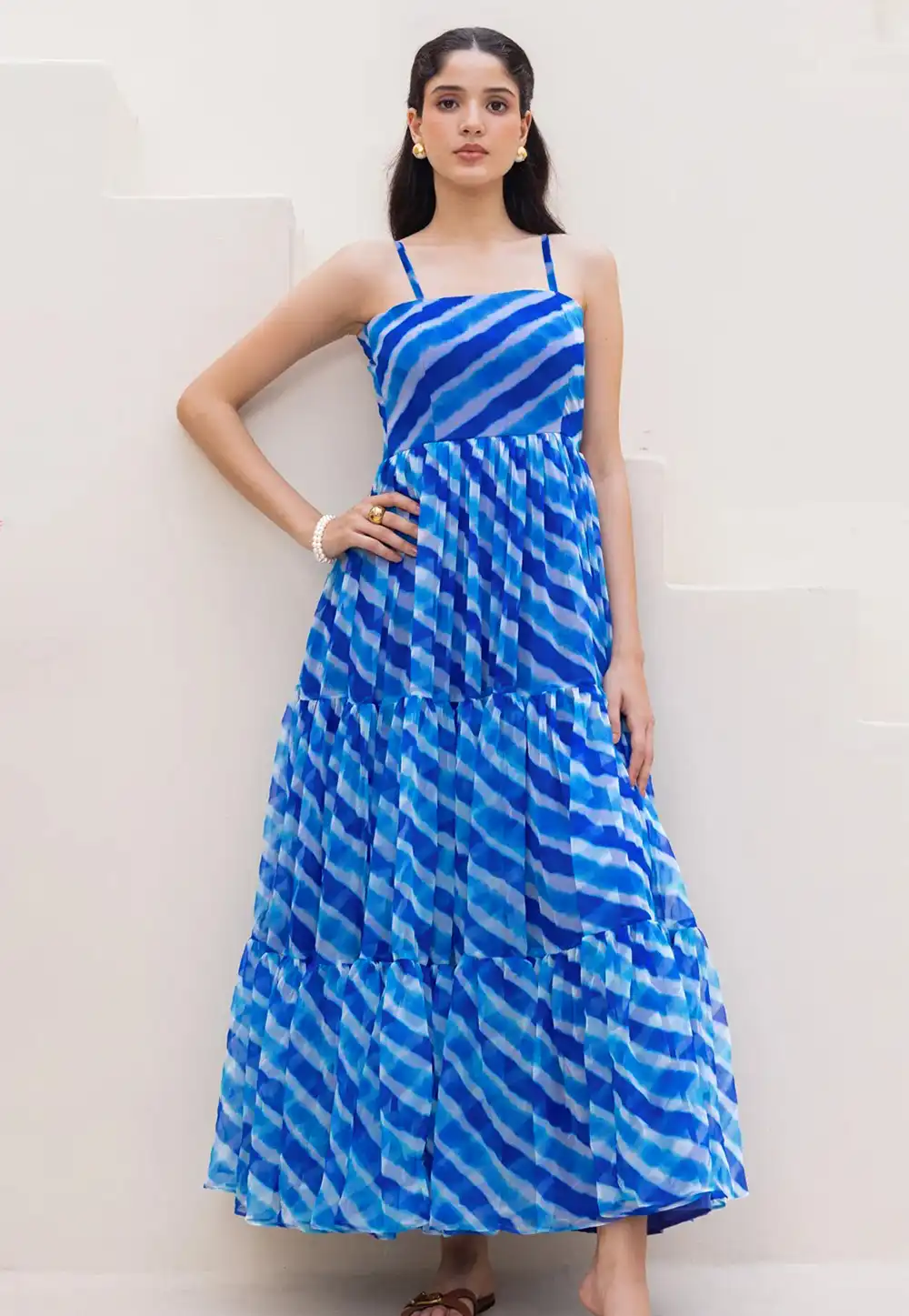 Blue Faux Georgette Printed Gown 314252