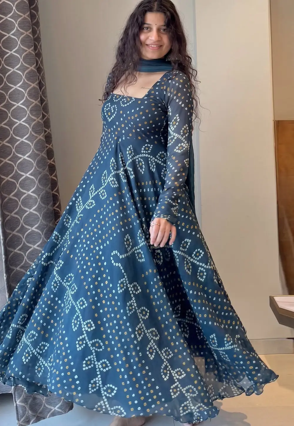 Blue Faux Georgette Readymade Long Anarkali Suit 334515
