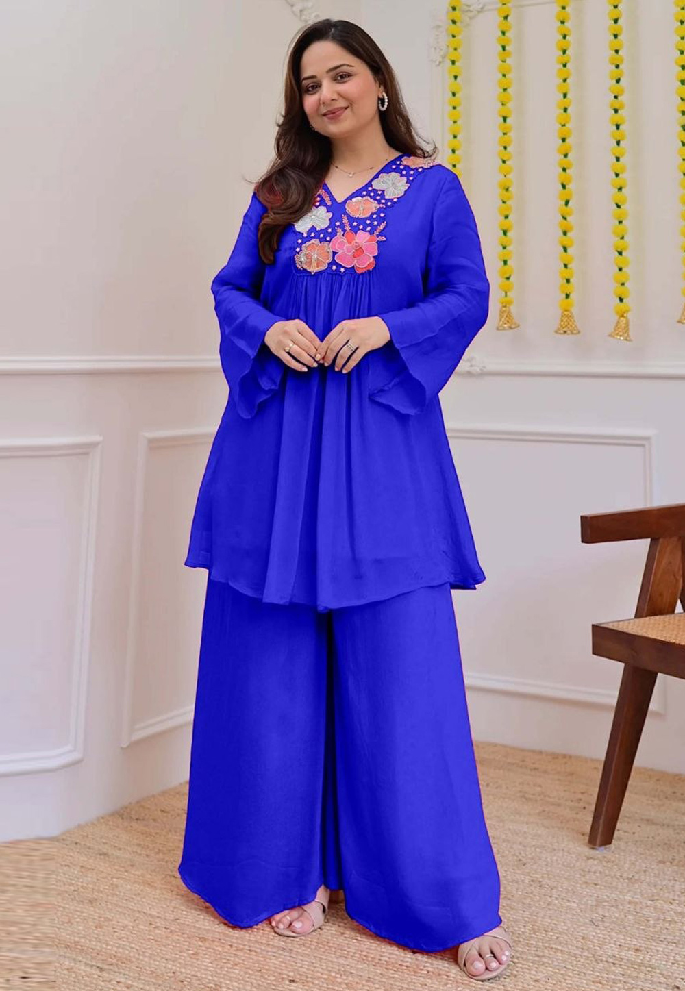 Blue Georgette Co-Ords Set 326775
