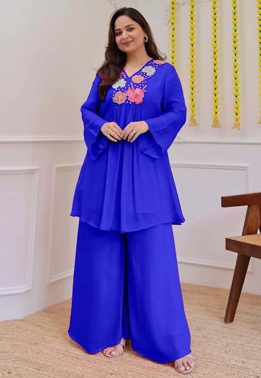 Blue Georgette Co-Ords Set 326775