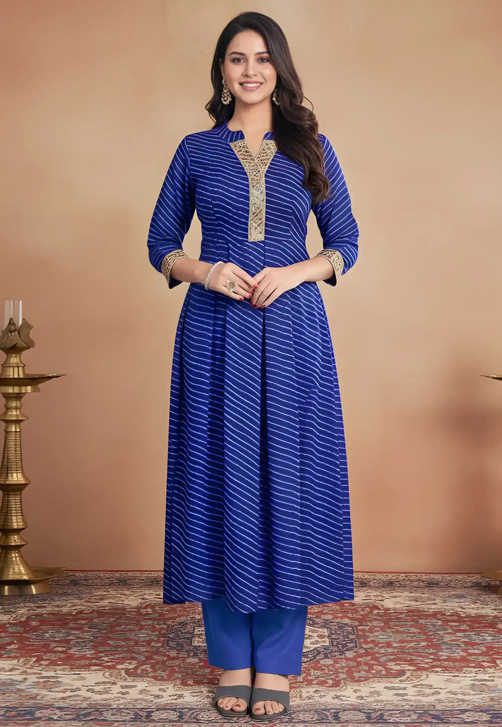 Blue Georgette Kurta Set With Pant 330624