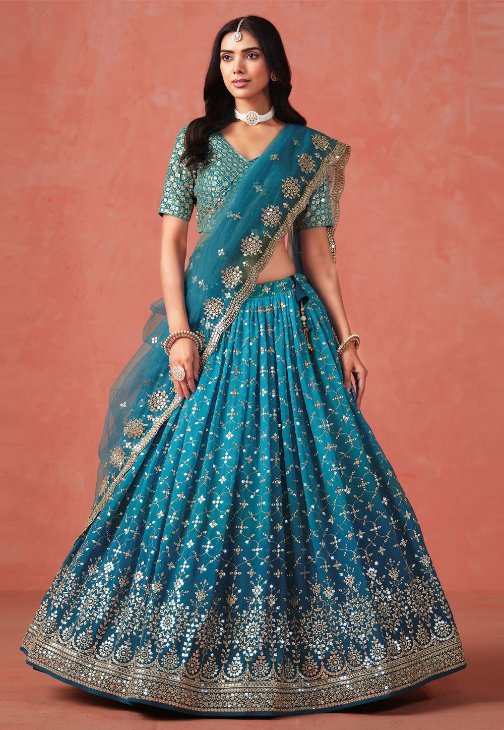 Blue Georgette Lehenga Choli 311646