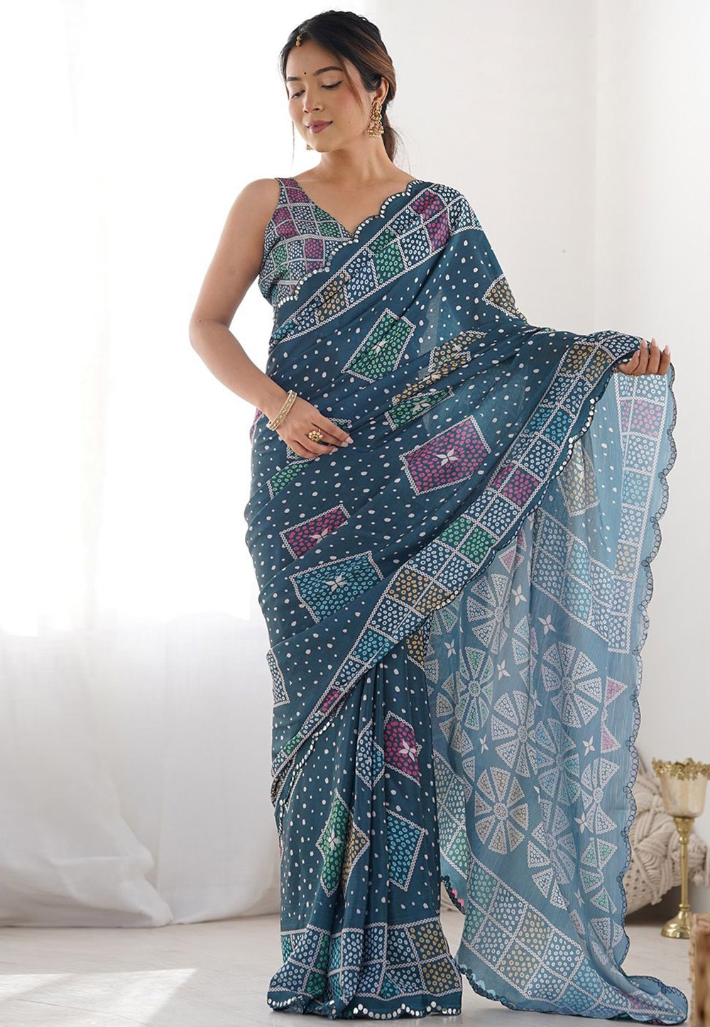 Blue Georgette Light Weight Saree 311559