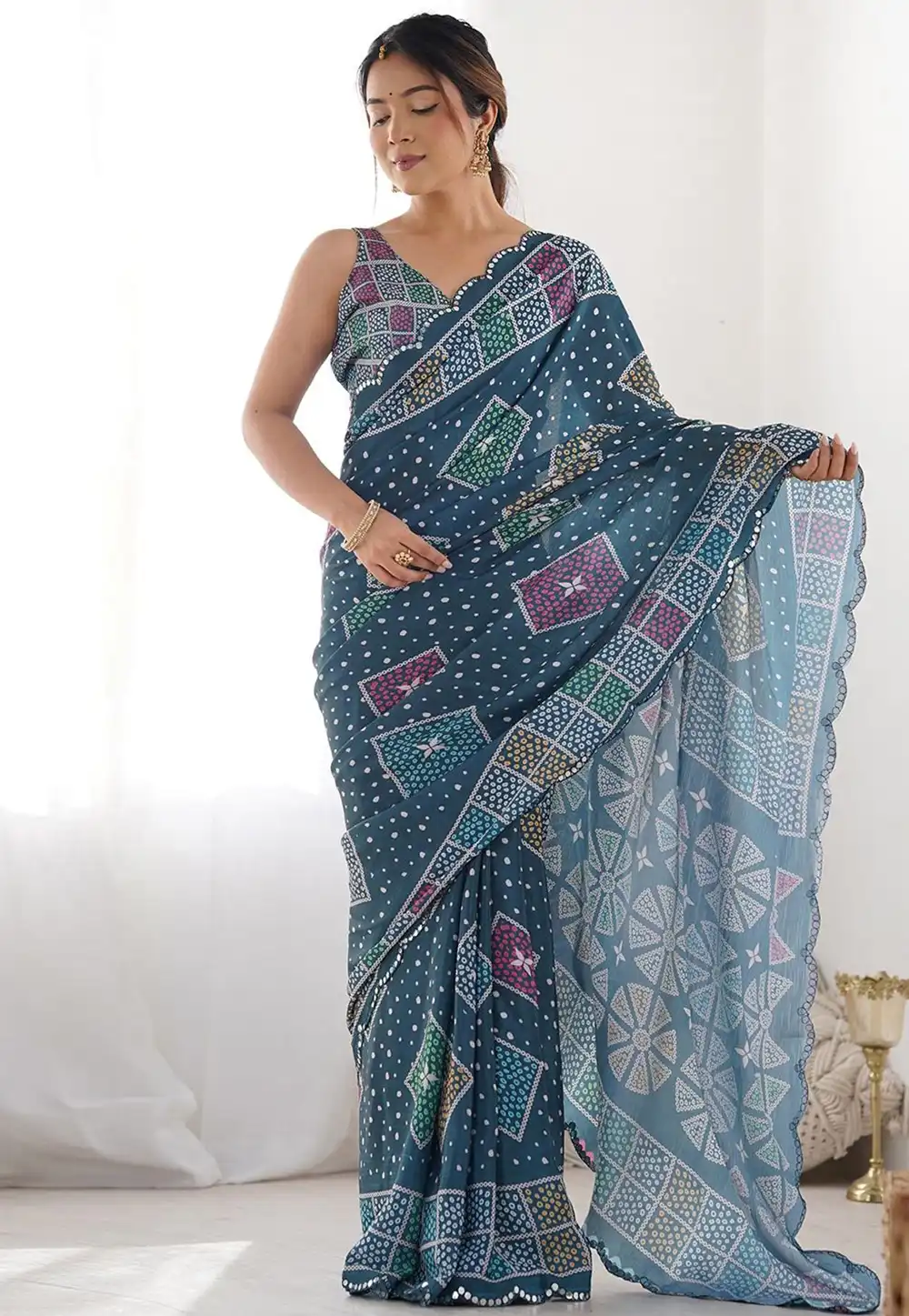 Blue Georgette Light Weight Saree 311559