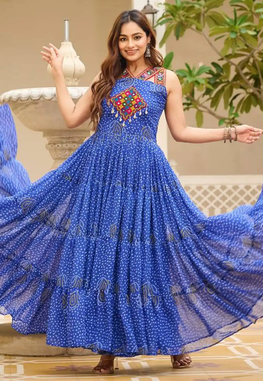 Blue Georgette Navratri Wear Gown 312063