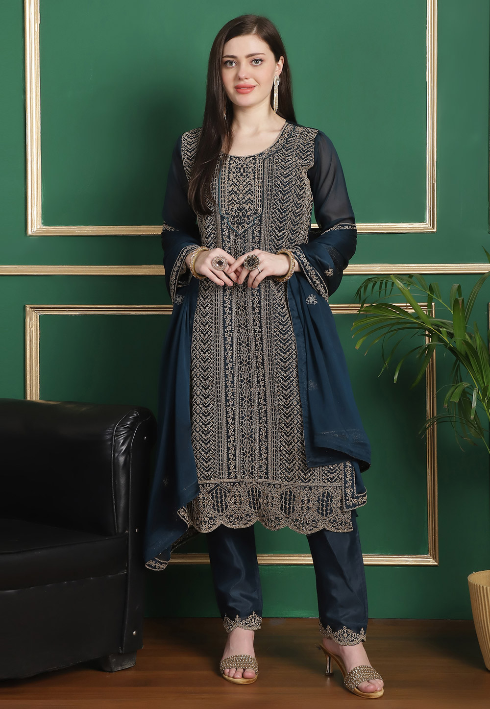 Blue Georgette Pakistani Suit 309893