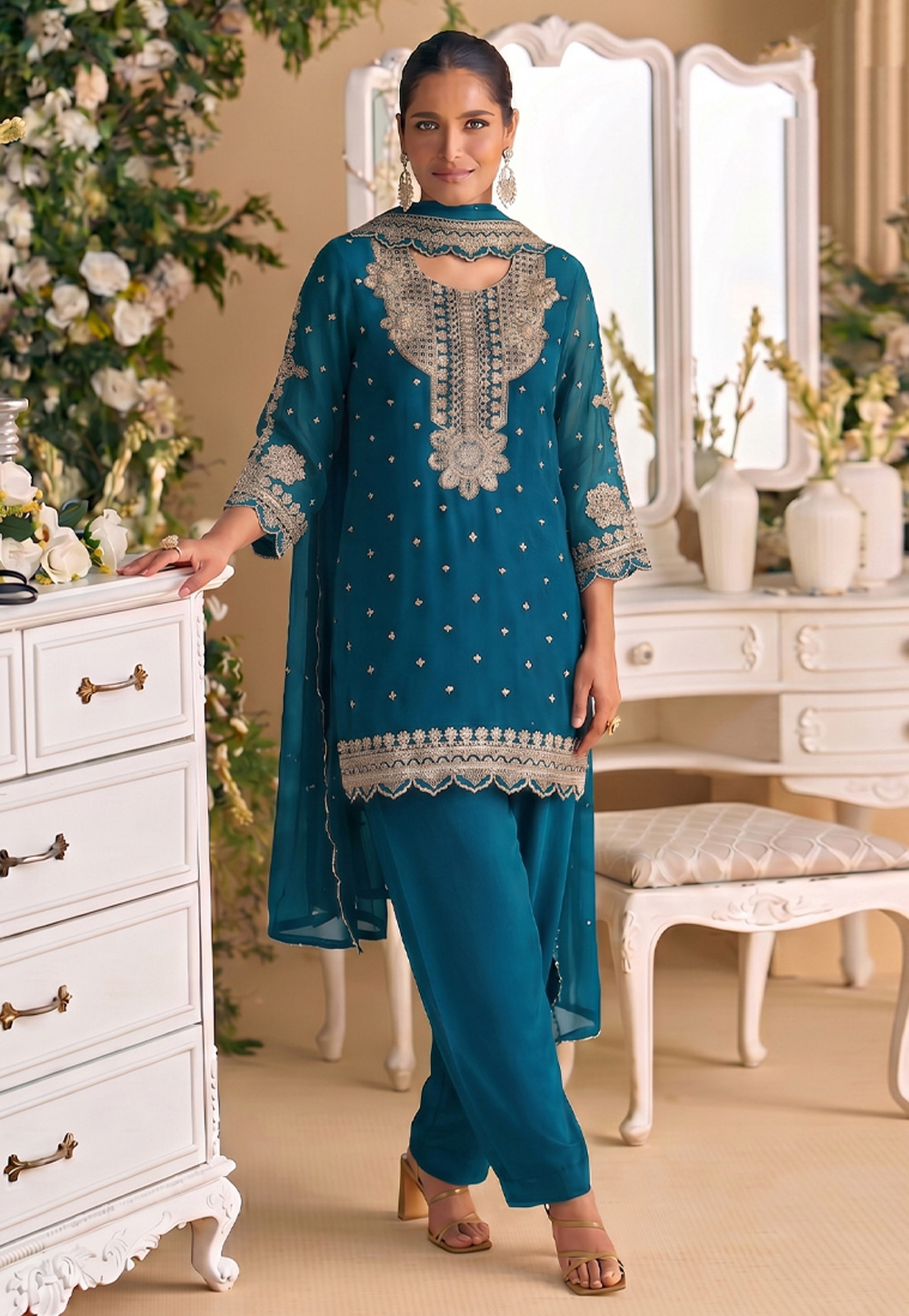 Blue Georgette Pakistani Suit 329759