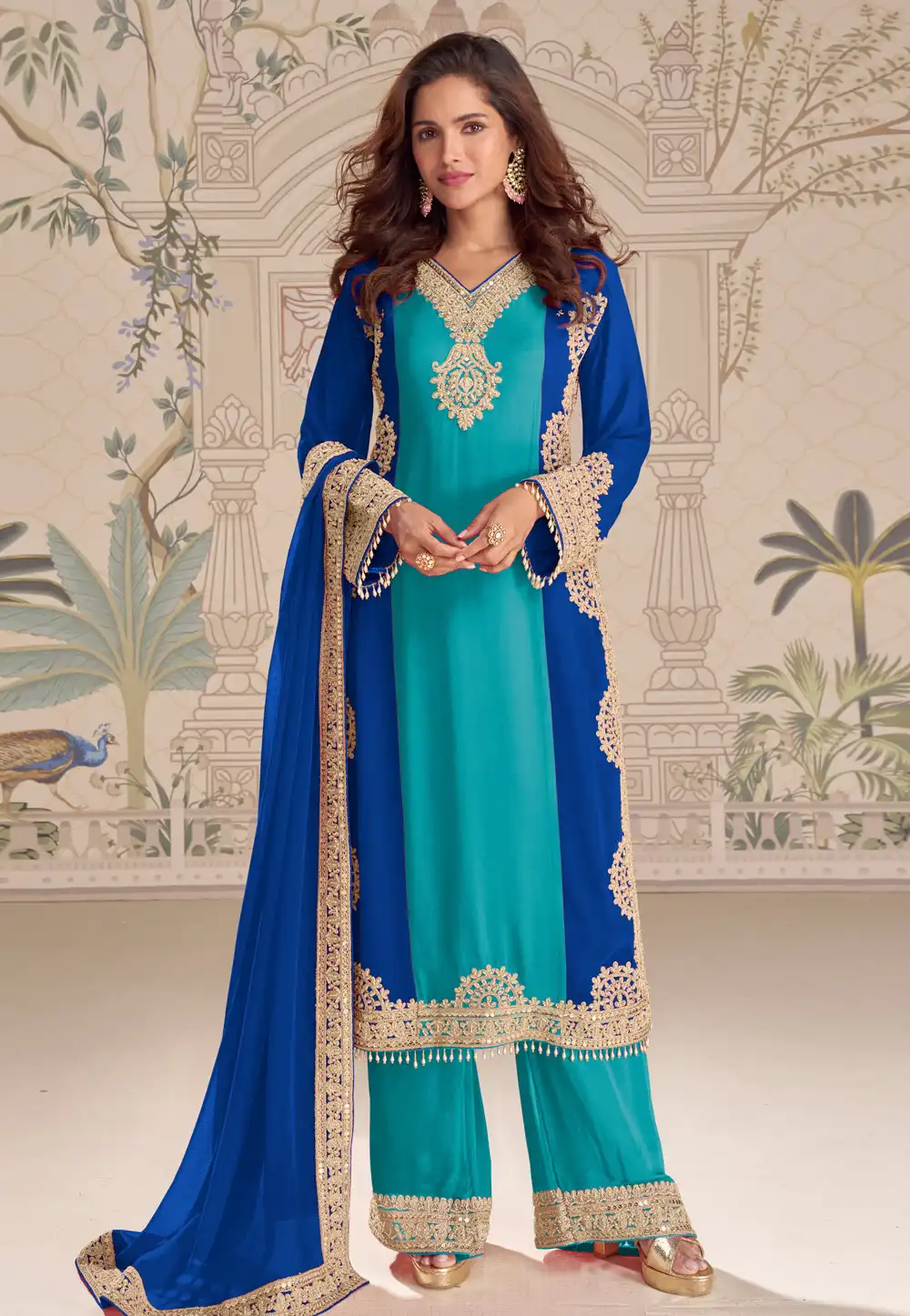 Blue Georgette Palazzo Suit 326264