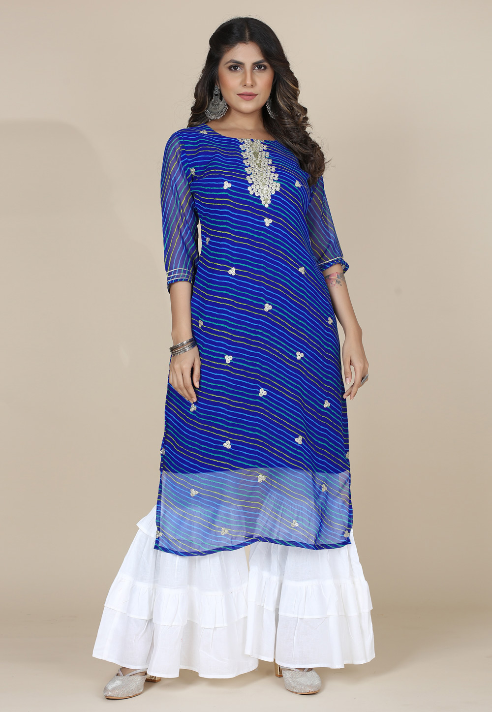 Blue Georgette Printed Long Kurti 282912
