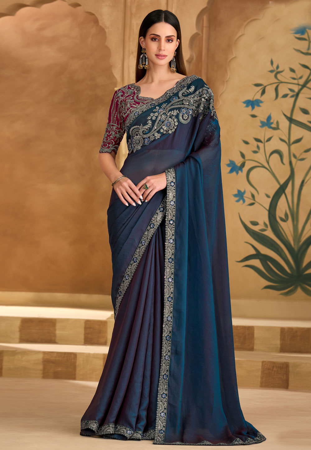 Black Silk Georgette Saree With Blouse 324680