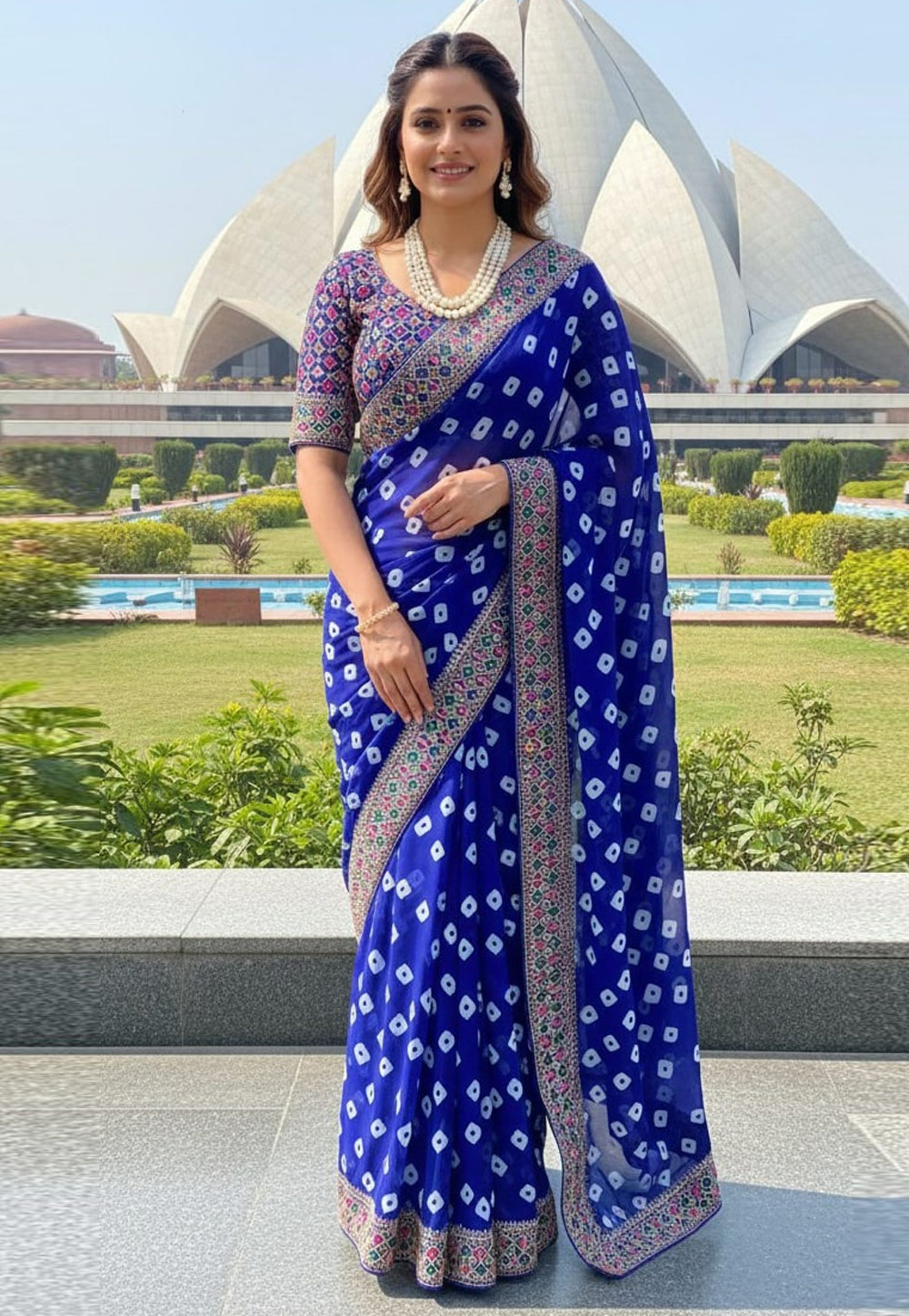 Blue Georgette Saree With Blouse 321661