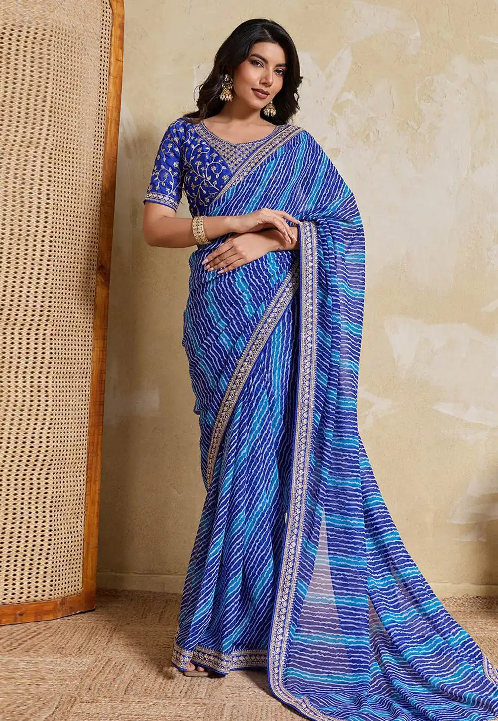 Blue Georgette Saree With Blouse 323034