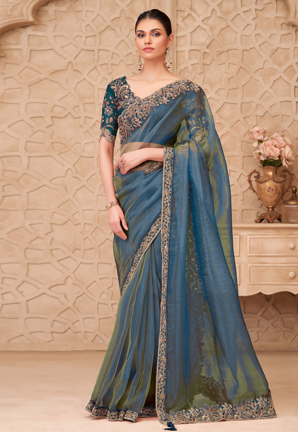 Blue Georgette Saree With Blouse 325686