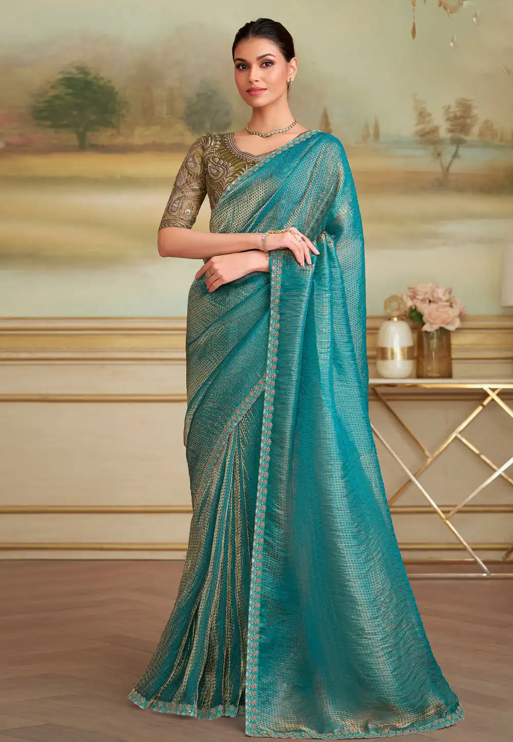 Blue Georgette Saree With Blouse 319520