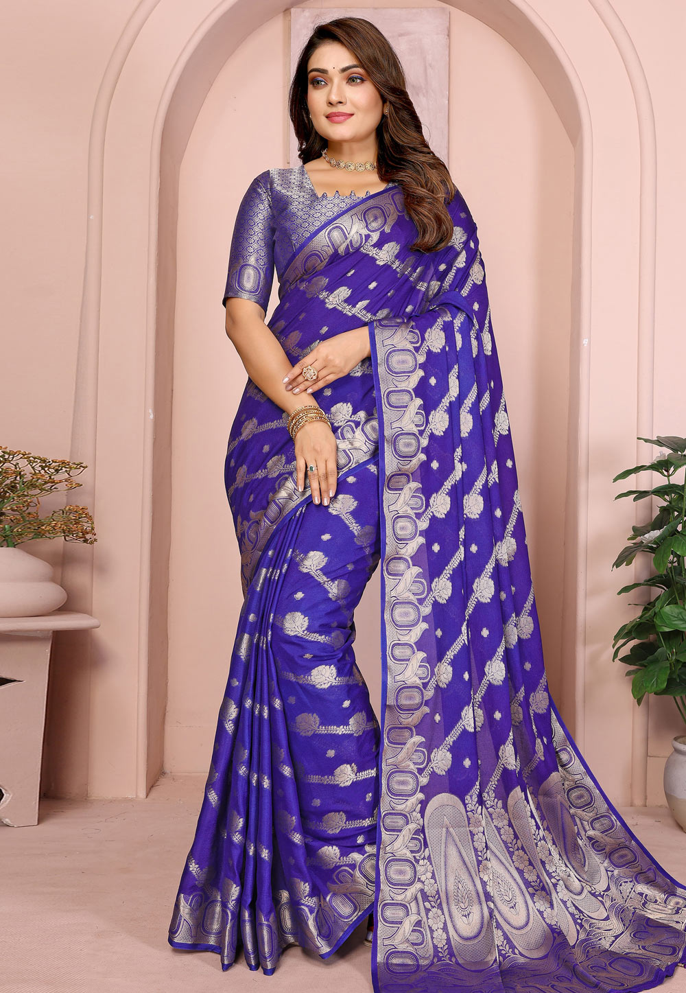 Blue Georgette Saree With Blouse 312278