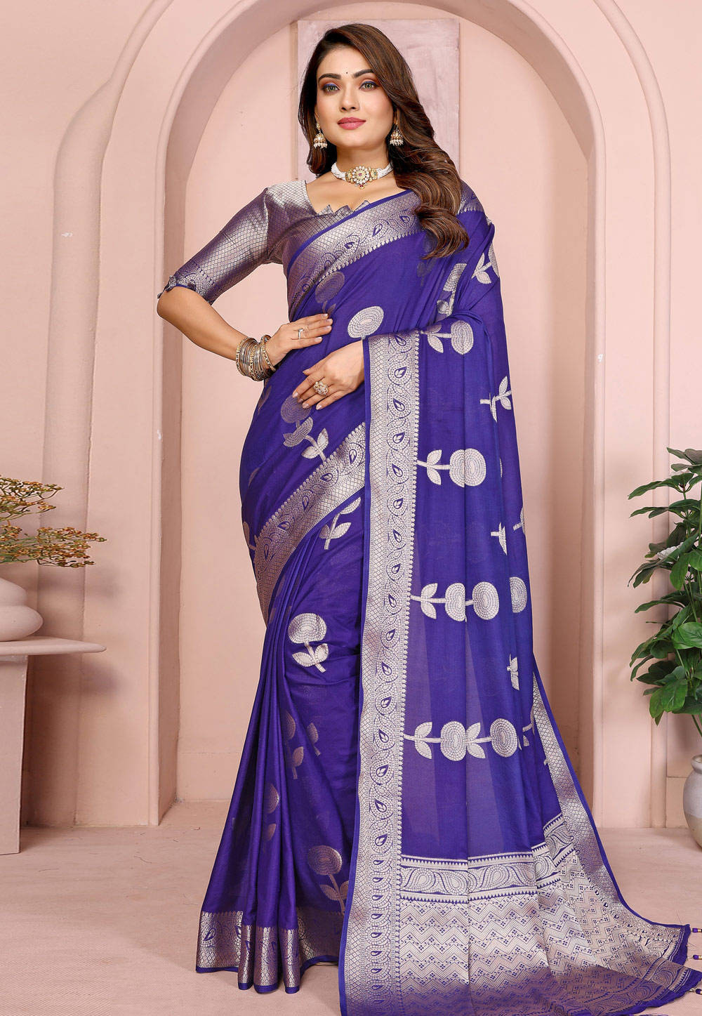 Blue Georgette Saree With Blouse 312284