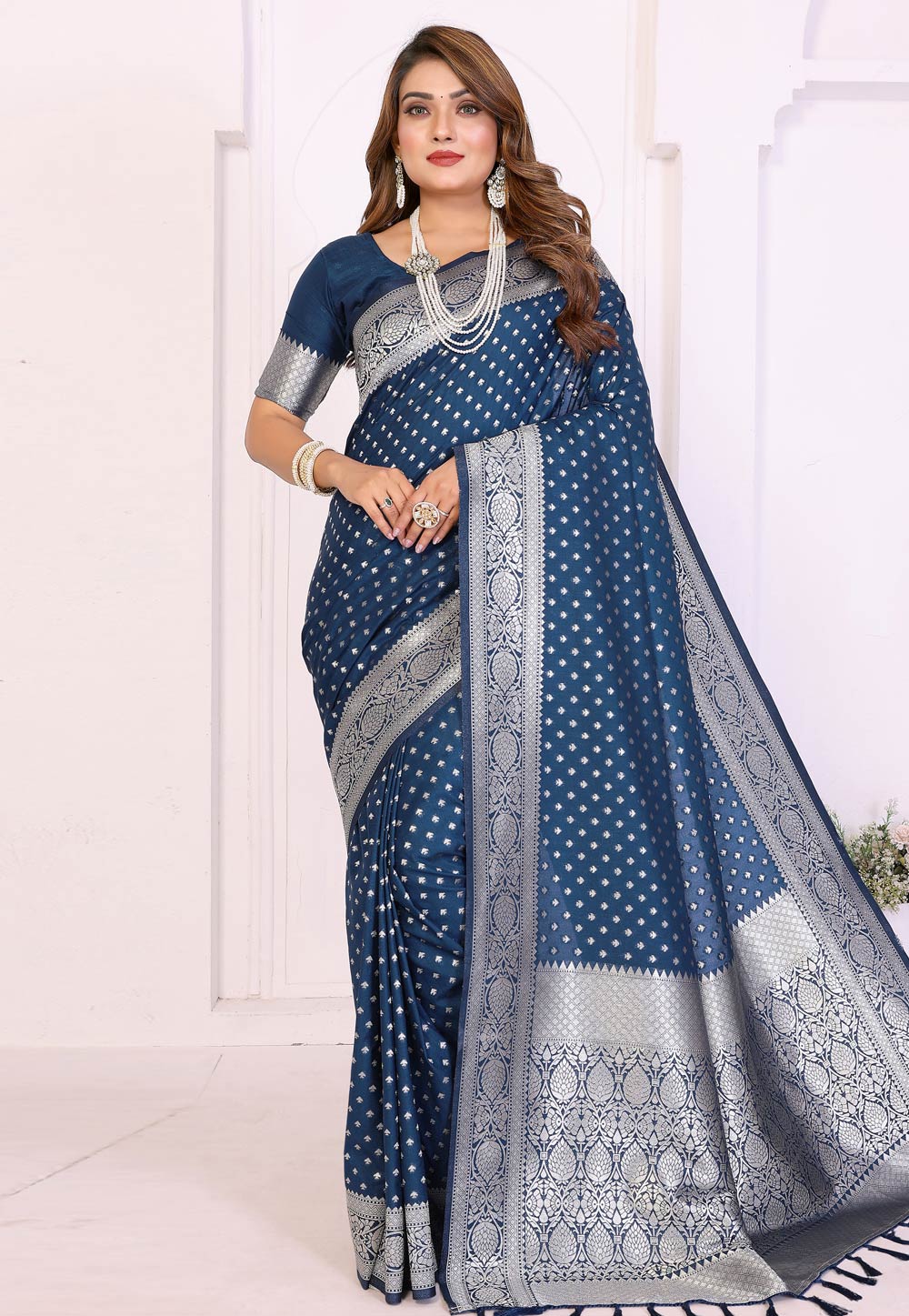 Blue Georgette Saree With Blouse 321321