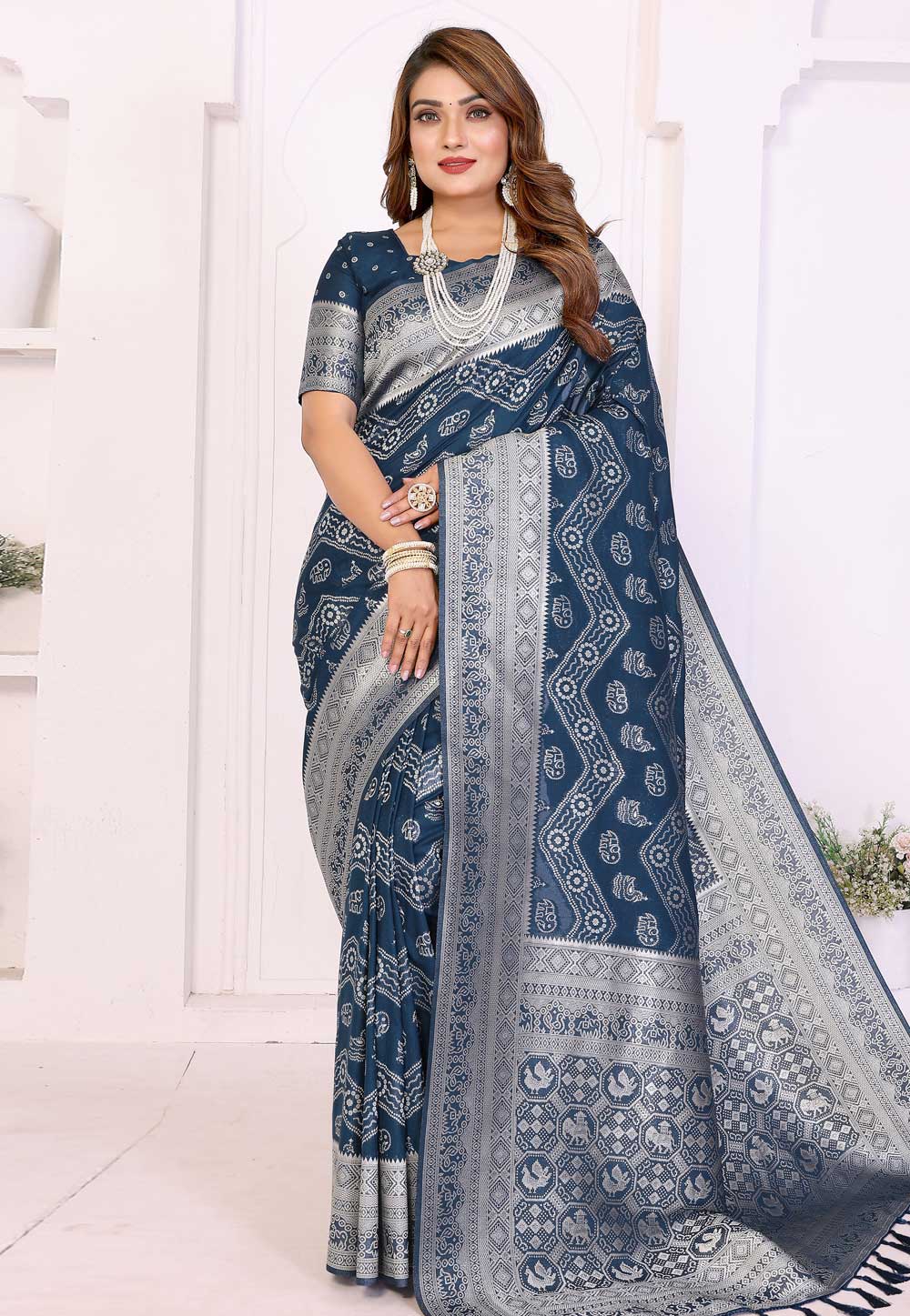 Blue Georgette Saree With Blouse 321337