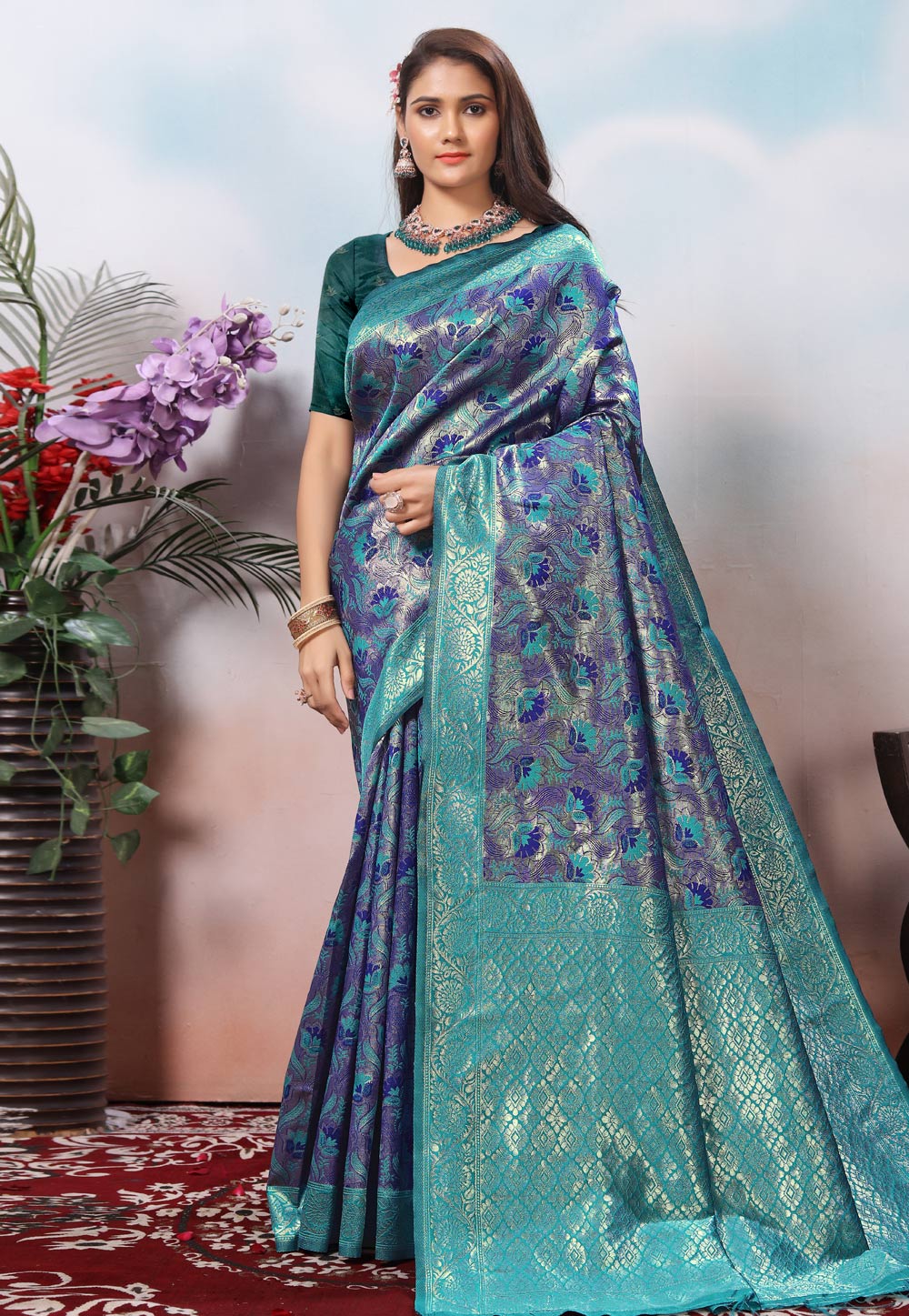 Blue Kanjivaram Silk Saree With Blouse 307715