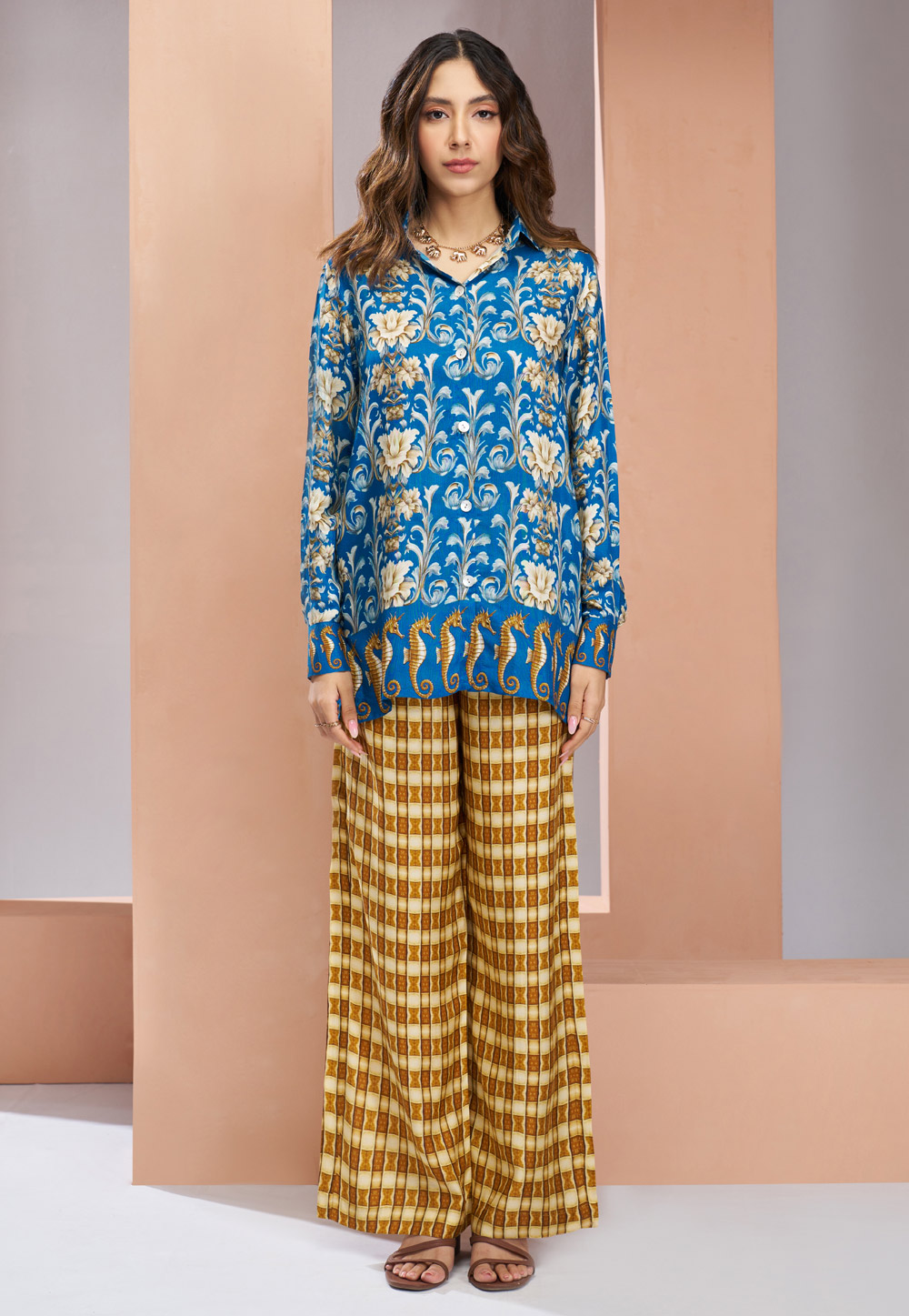 Blue Muslin Printed Co-Ords Set 307024