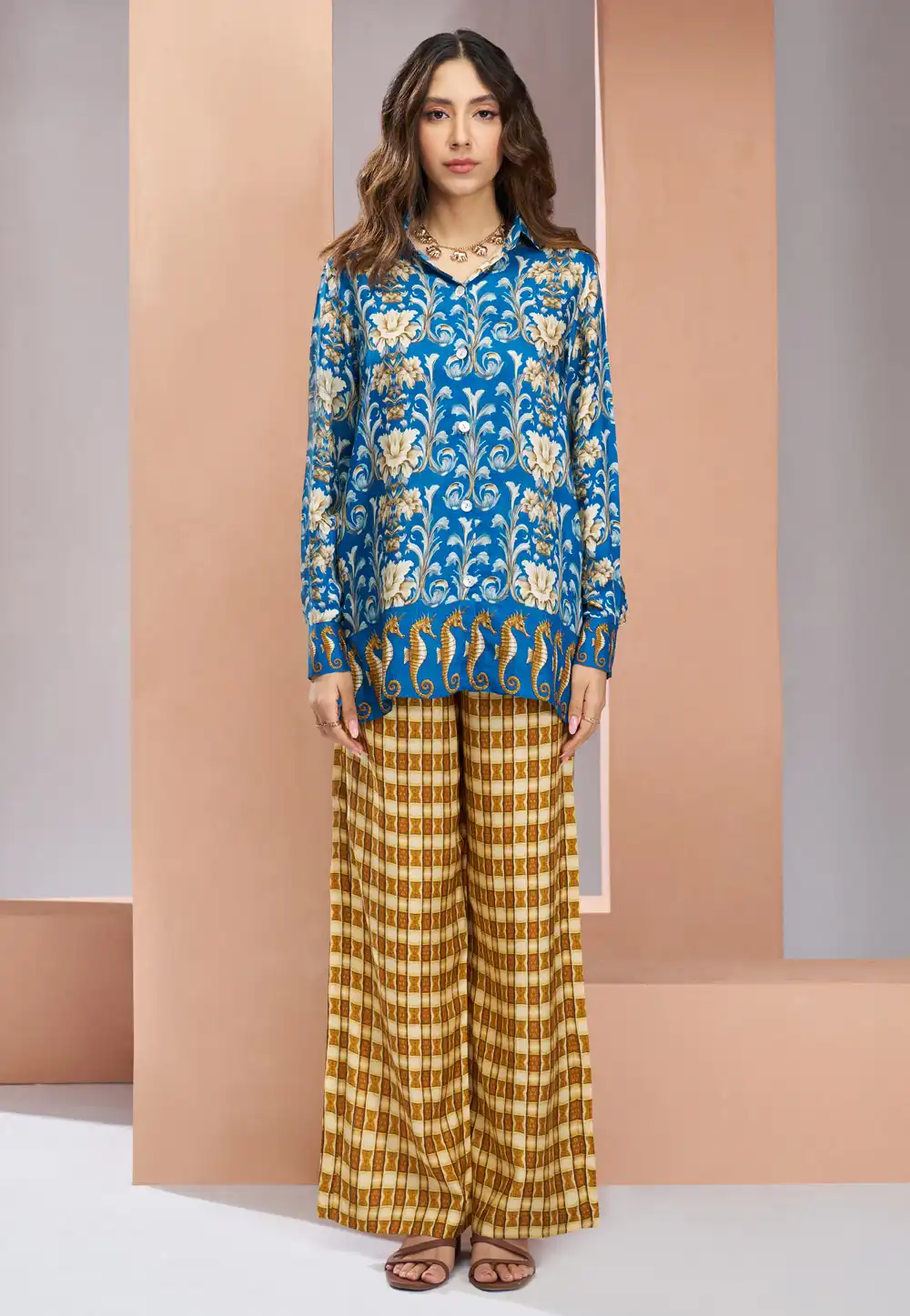 Blue Muslin Printed Co-Ords Set 307024