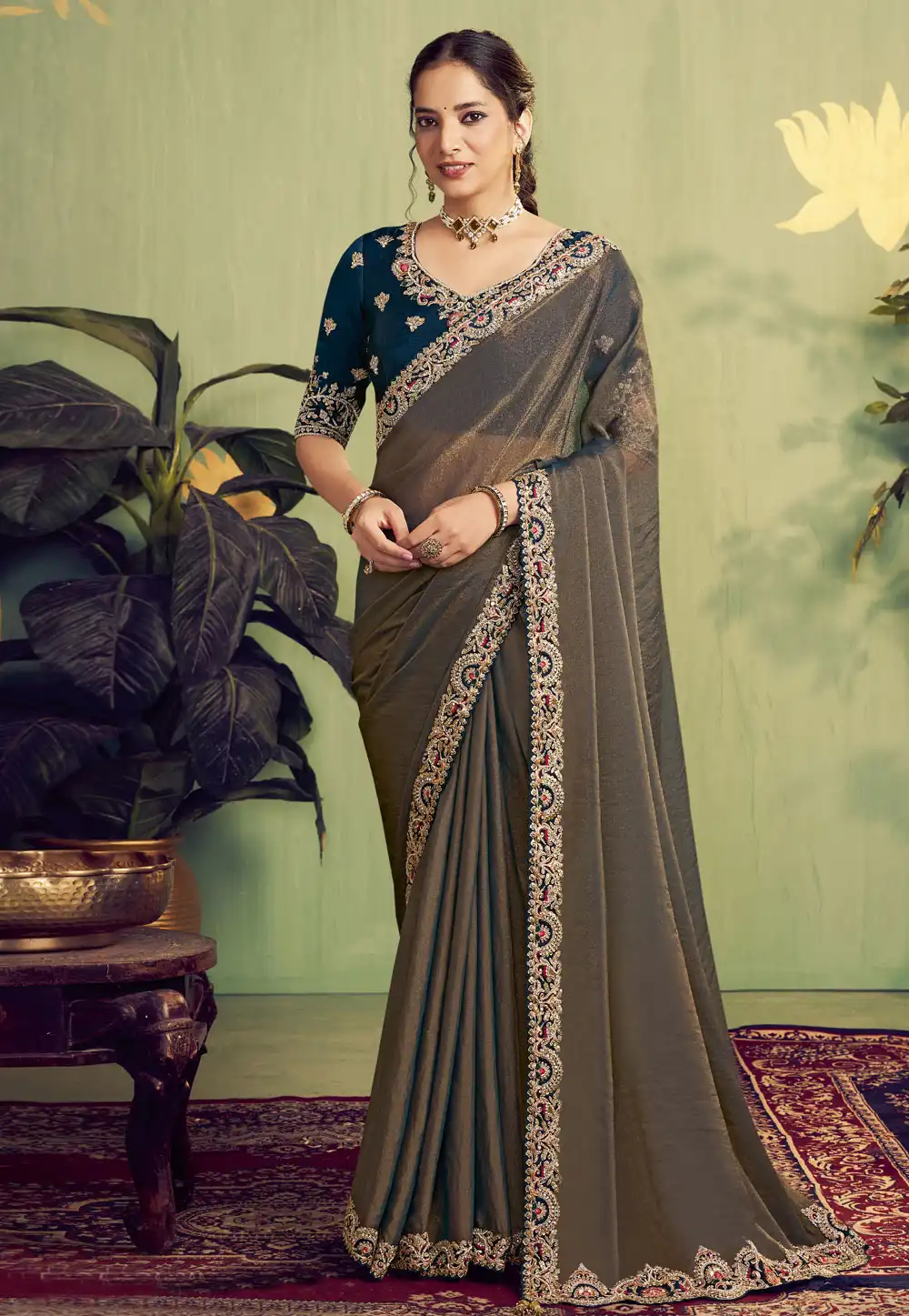 Blue Organza Saree With Blouse 319879