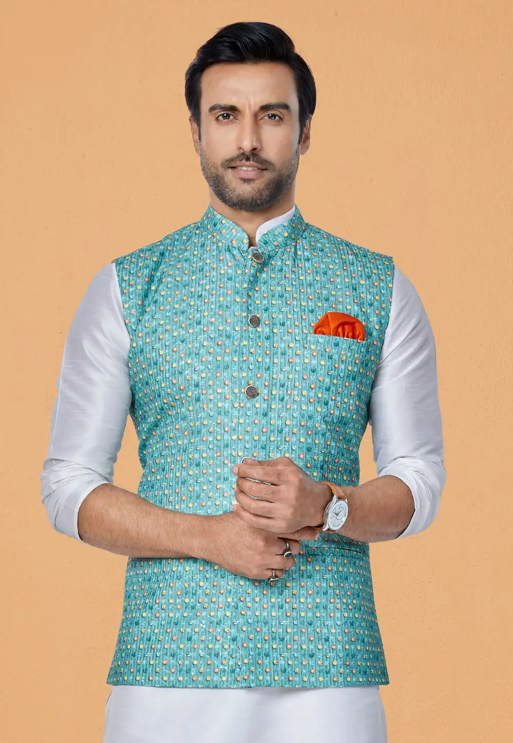 Blue Polyester Nehru Jacket 286801