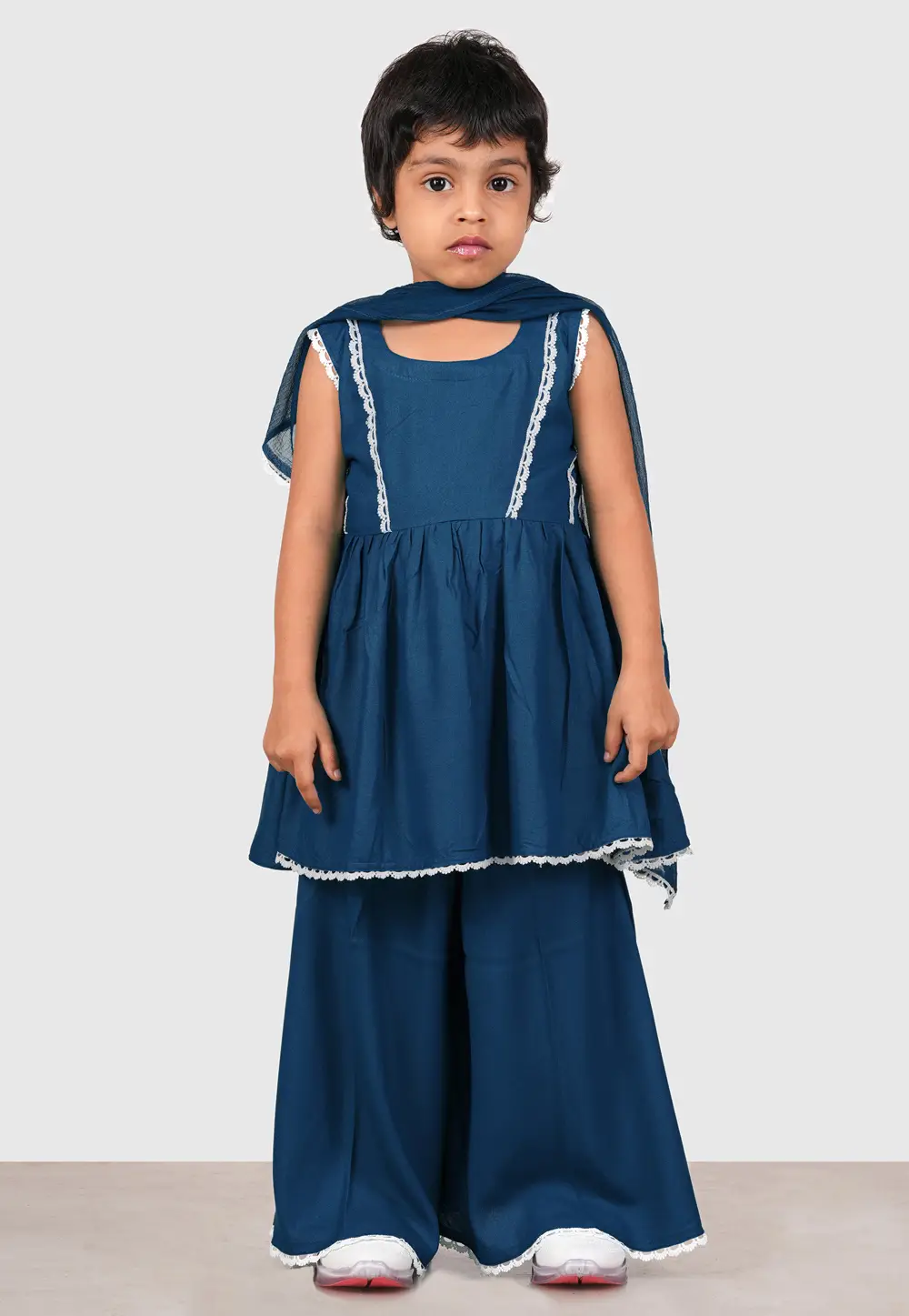 Blue Rayon Girls Palazzo Suit 335733