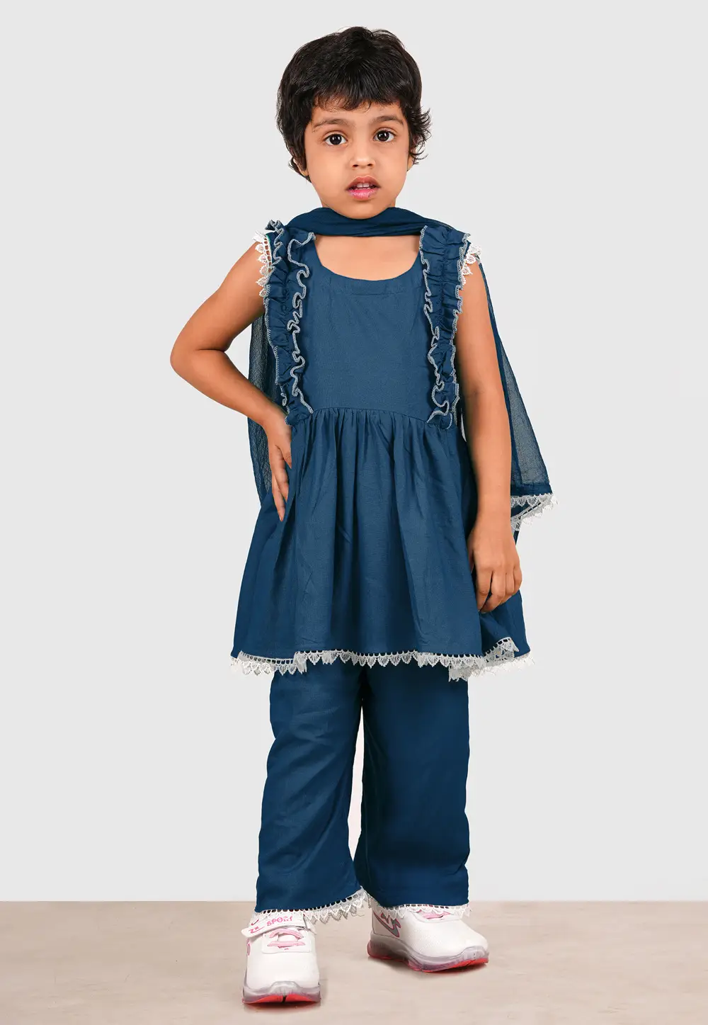 Blue Rayon Girls Salwar Suit 335716