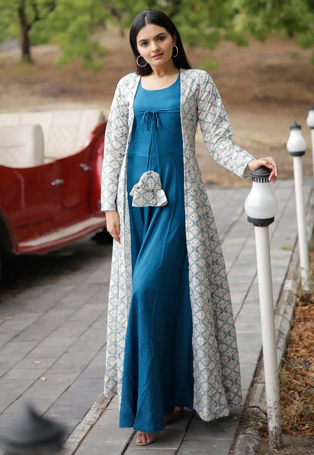Blue Rayon Gown With Jacket 280882