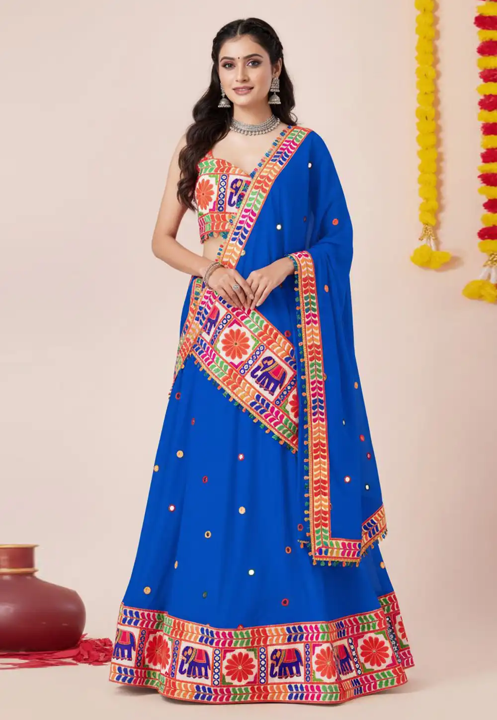 Blue Rayon Navratri Chaniya Choli 327967