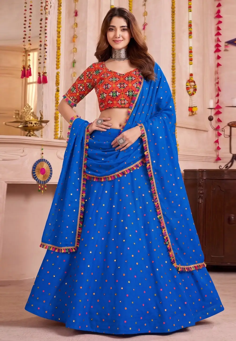 Blue Rayon Navratri Chaniya Choli 333954
