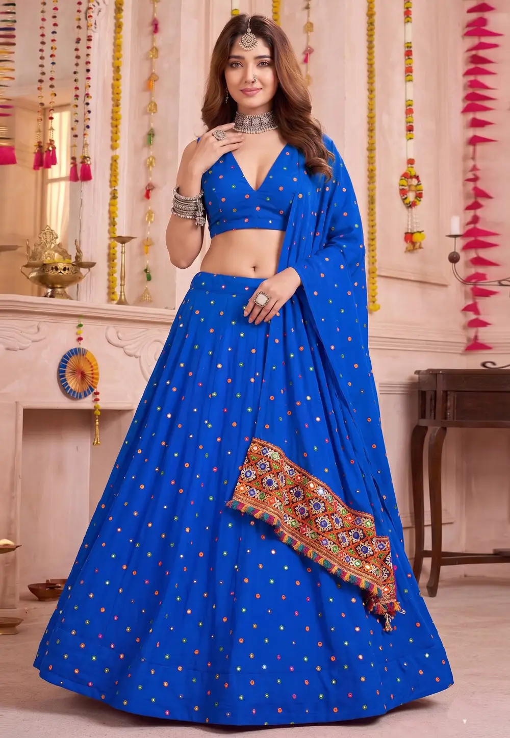 Blue Rayon Navratri Chaniya Choli 333960