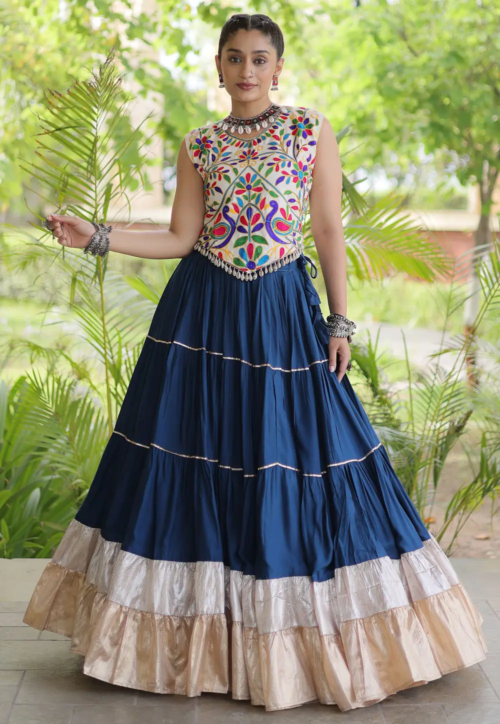 Blue Rayon Navratri Chaniya Choli 333809